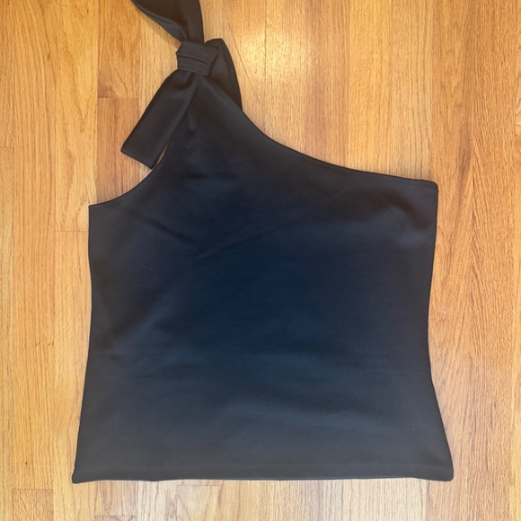 Anthropologie Black One Shoulder Tie Top Sz  L - Picture 4 of 7